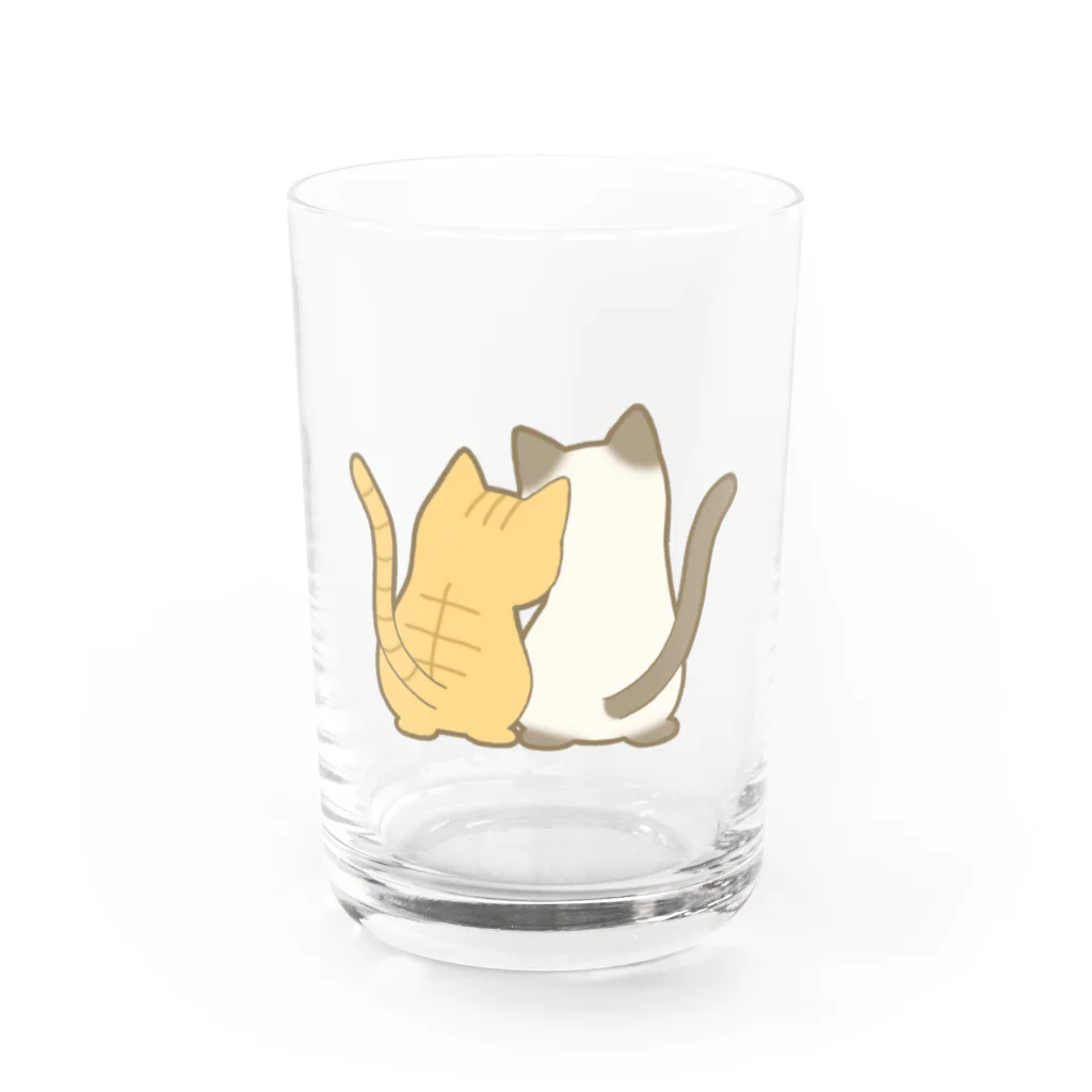 かわいいもののおみせ　いそぎんちゃくの仲良し猫の背中　茶トラ&ポインテッド Water Glass :front