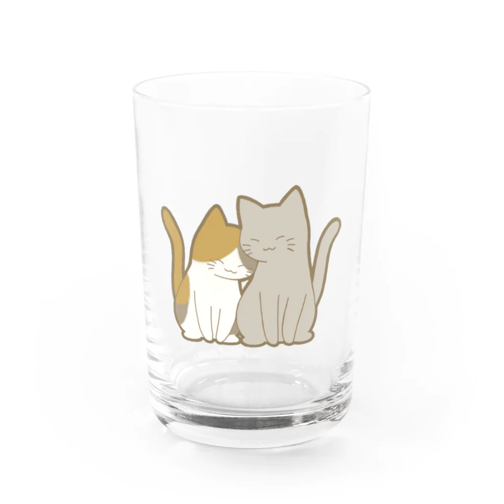 かわいいもののおみせ　いそぎんちゃくの仲良し猫　三毛&灰 Water Glass :front