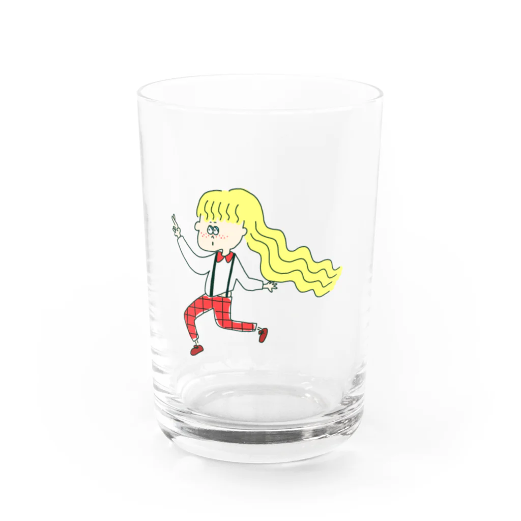 あいこシャキーンの幸運を祈る金髪ロング少女 Water Glass :front