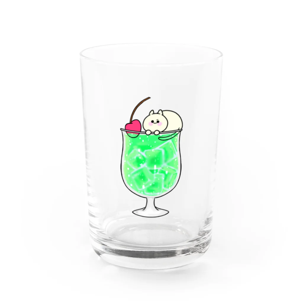 ごはんのメロン猫ソーダ Water Glass :front