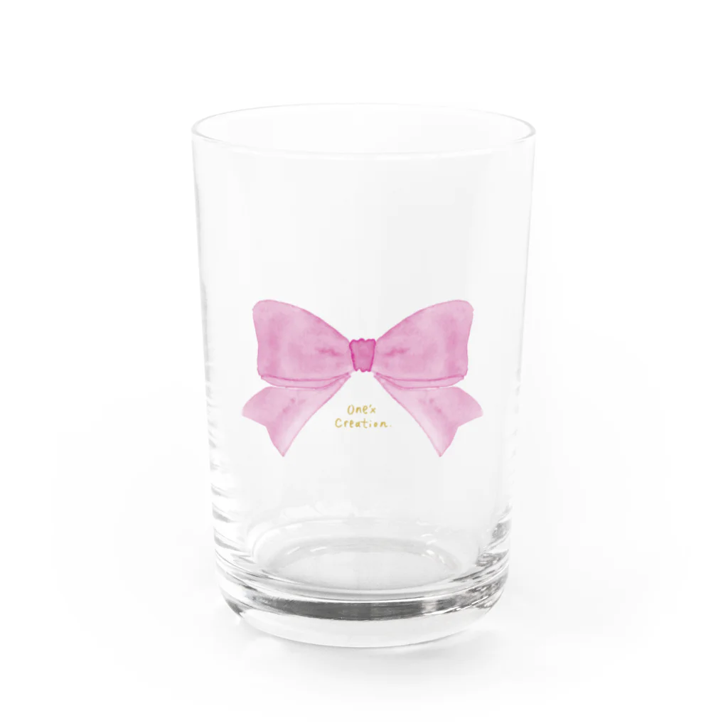 one'x creationのリボン Water Glass :front