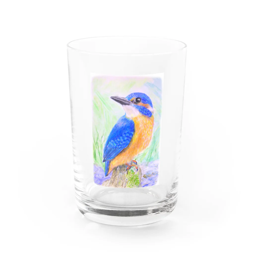 TOMO工房のグラスのカワセミ Water Glass :front