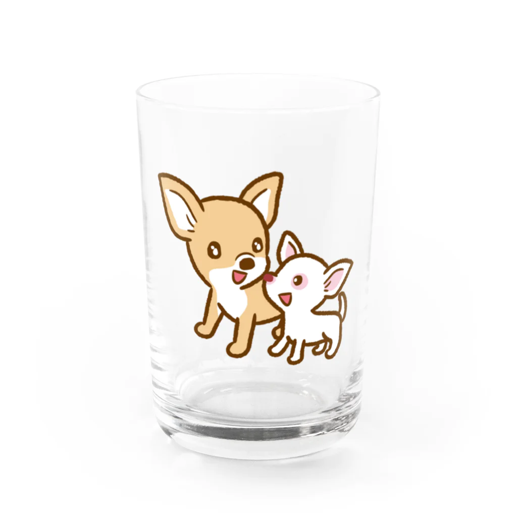 ルキノでざいんのスムースチワワの Lulu と Kiki Water Glass :front