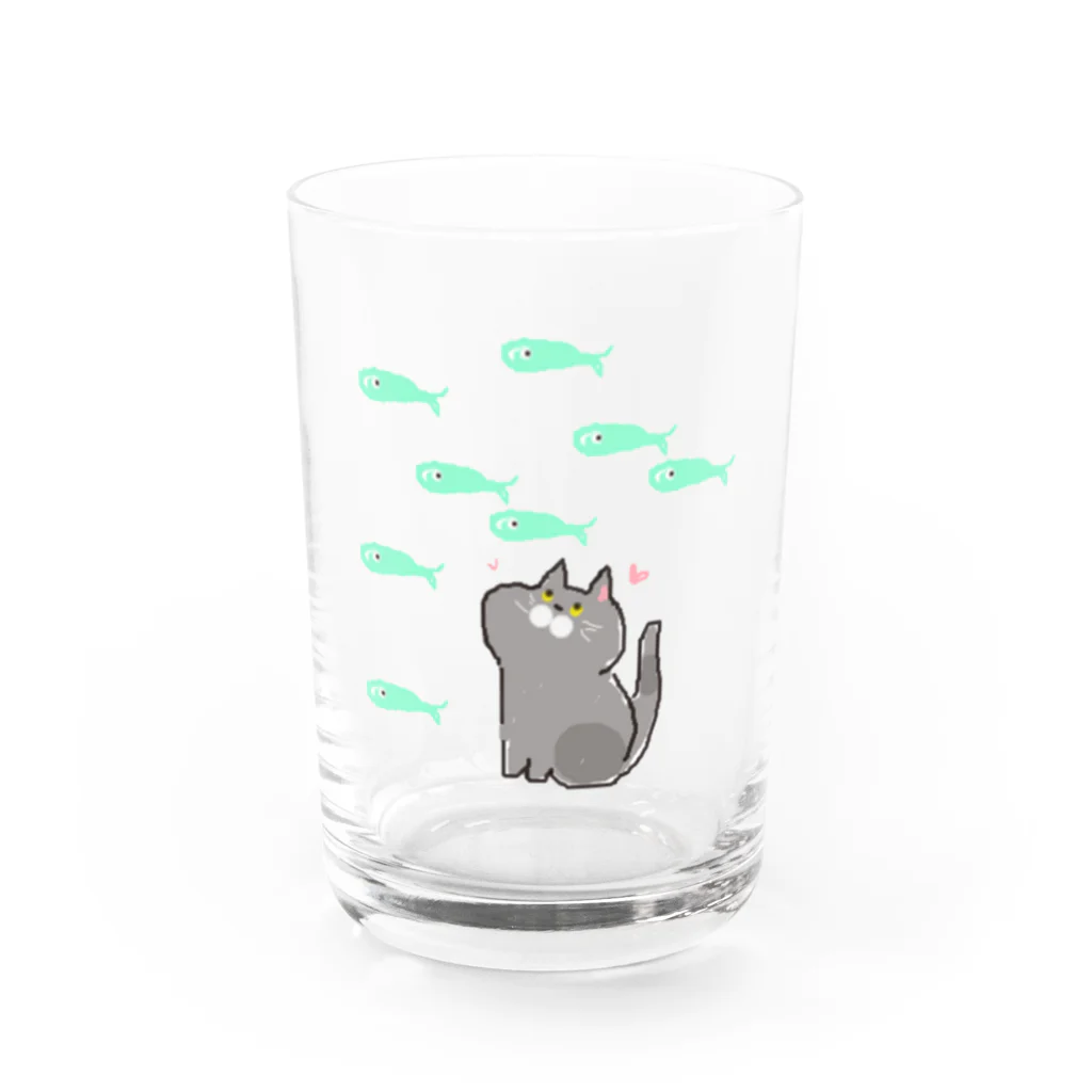 月兎亭のクリア系ﾈｺﾁｬｧﾝ Water Glass :front