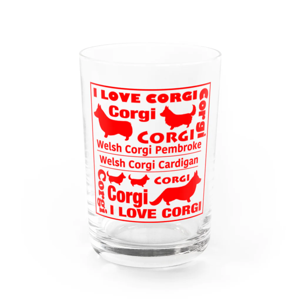 5corgisのI LOVE CORGIグラス（RED） Water Glass :front