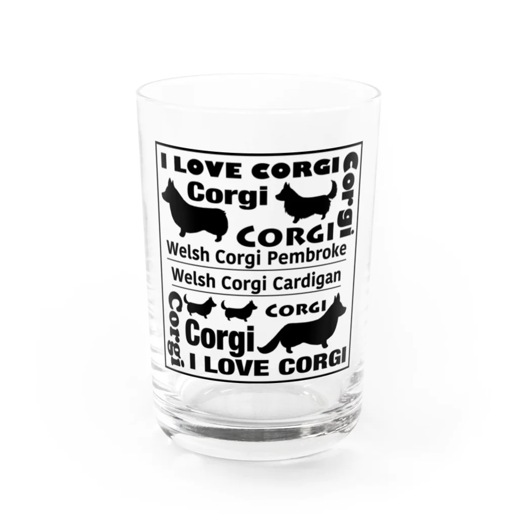 5corgisのI LOVE CORGIグラス（BLACK） Water Glass :front