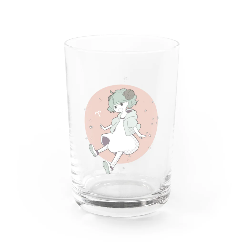 るーく屋のおひつじ座の女の子 Water Glass :front