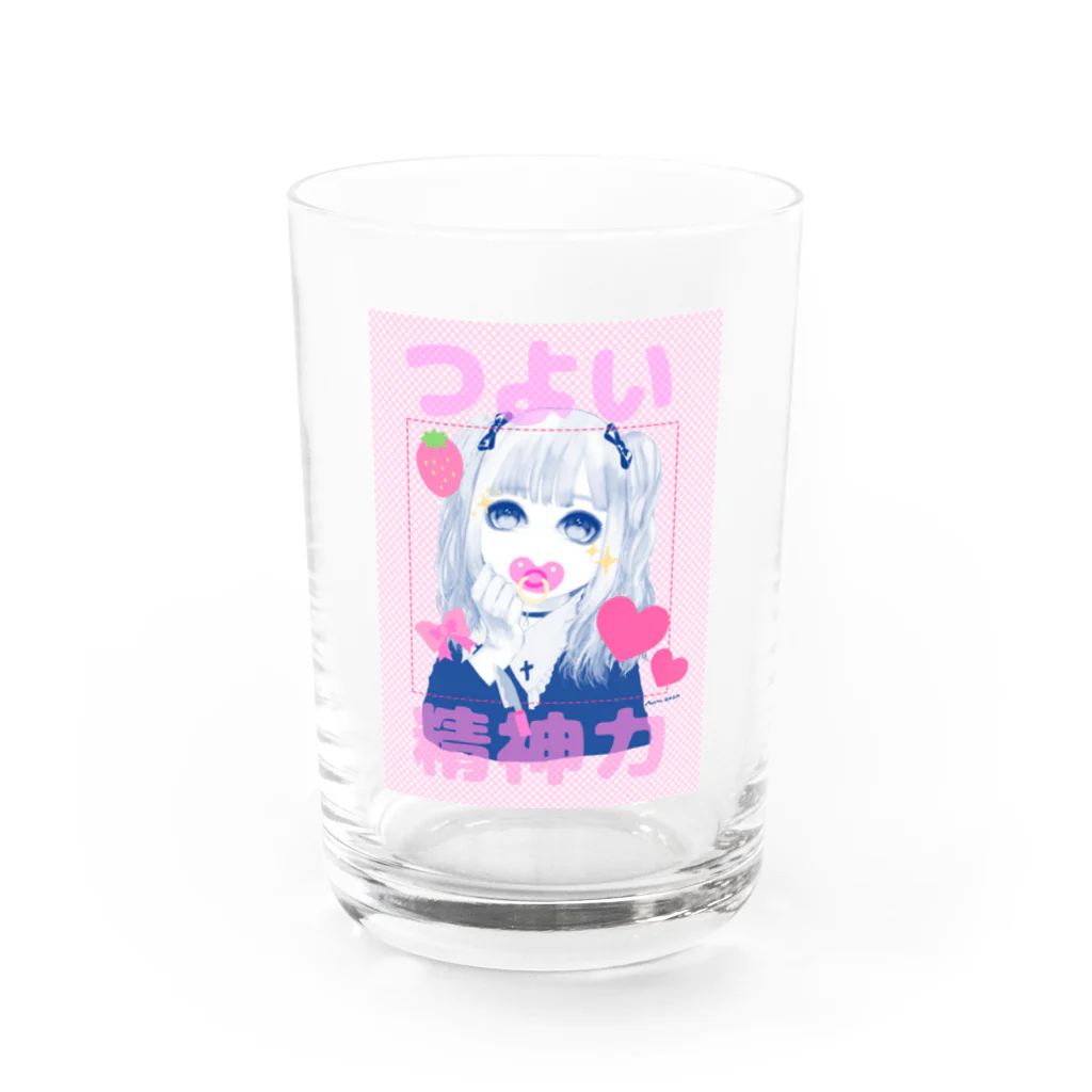 にくまん子の✨🥺💕✂️🐣🍼🔪🎀🍓つよい精神力🍓🎀🔪🍼🐣✂️💕🥺✨ Water Glass :front