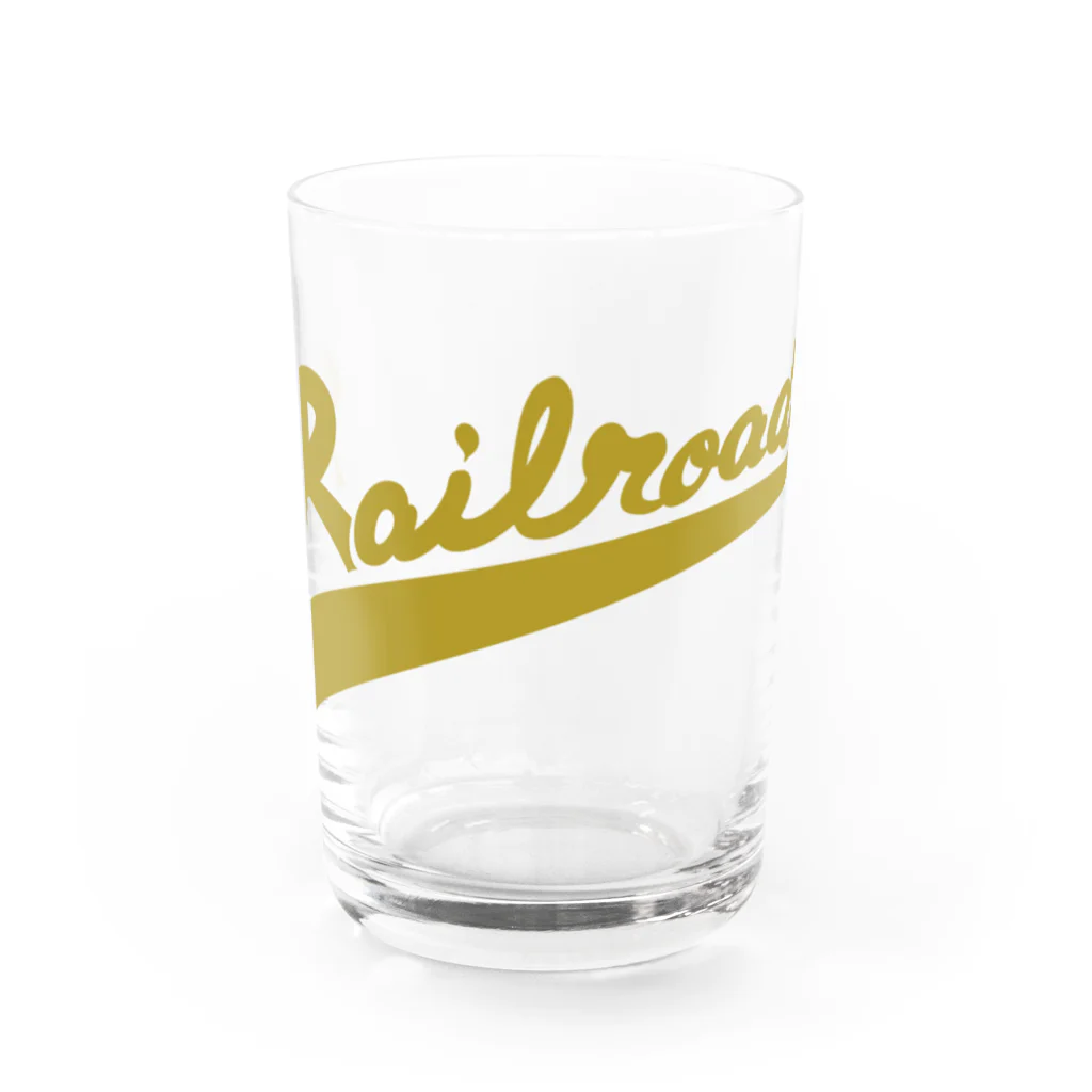 PoooompadoooourのRailroadsロゴタイプ　きいろ Water Glass :front