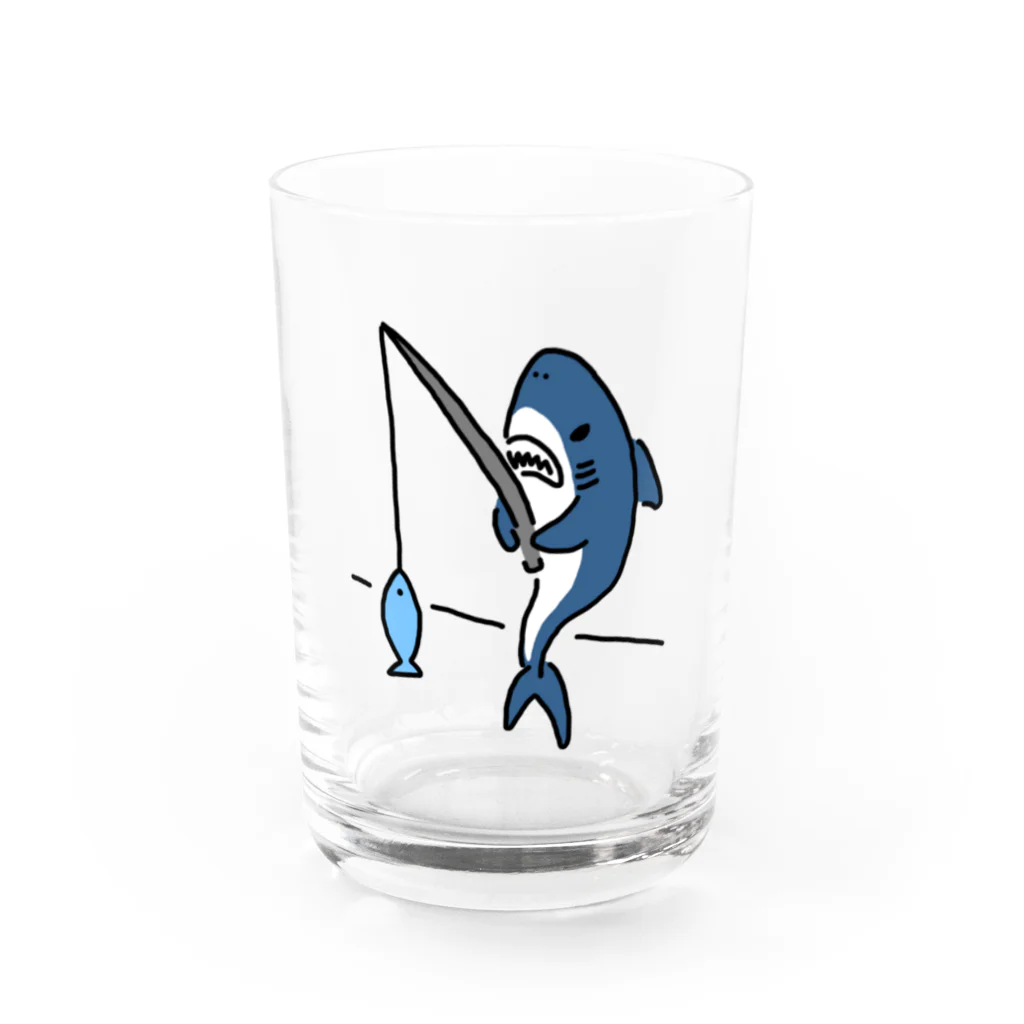 サメ わりとおもいの釣りをするサメ Water Glass :front