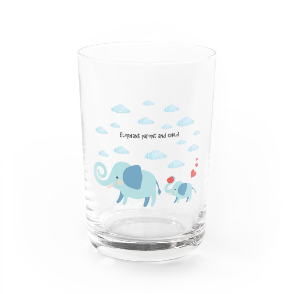 あかえほ & ちびそざいの象の親子【あかえほ公式】 Water Glass :front