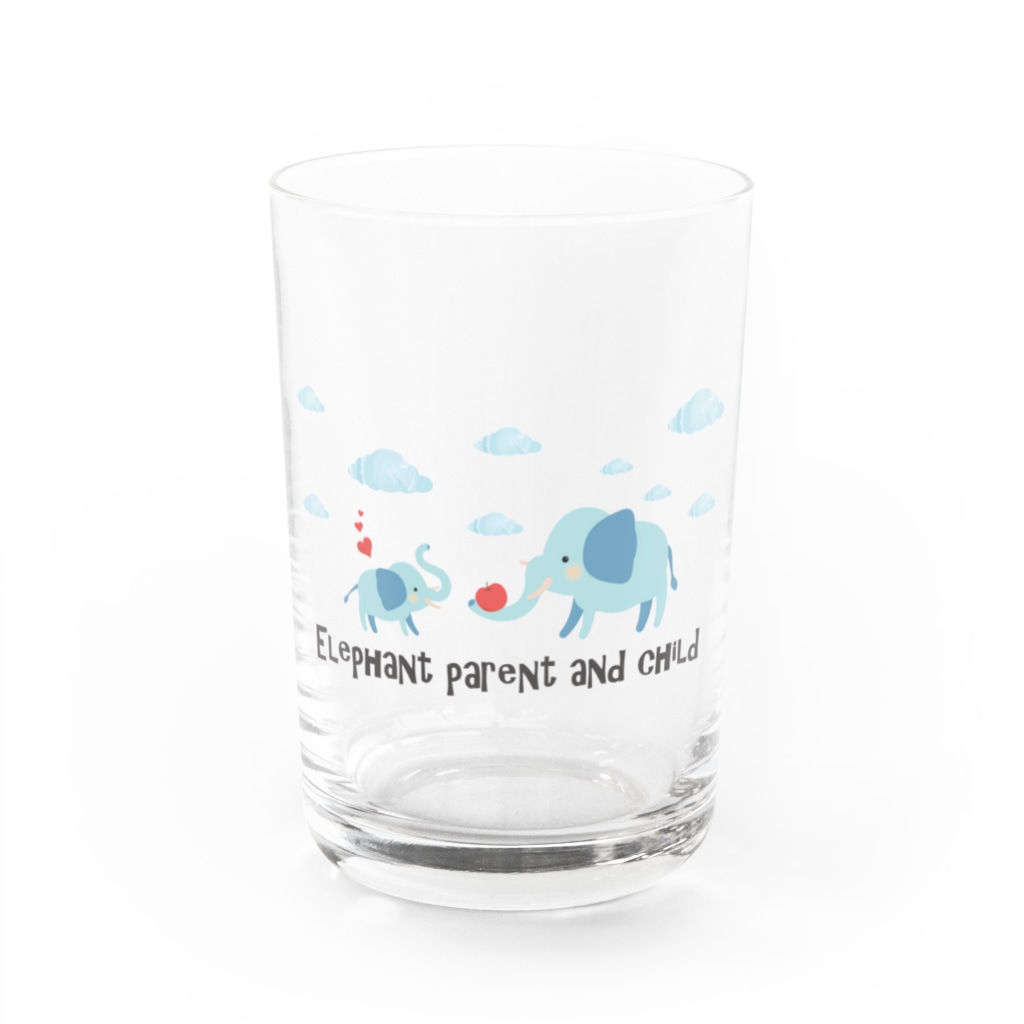 あかえほ & ちびそざいの象の親子【あかえほ公式】 Water Glass :front