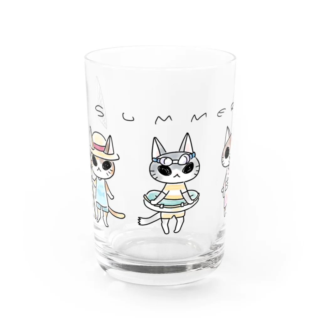 けんち蛍のSUMMERにゃんこ Water Glass :front