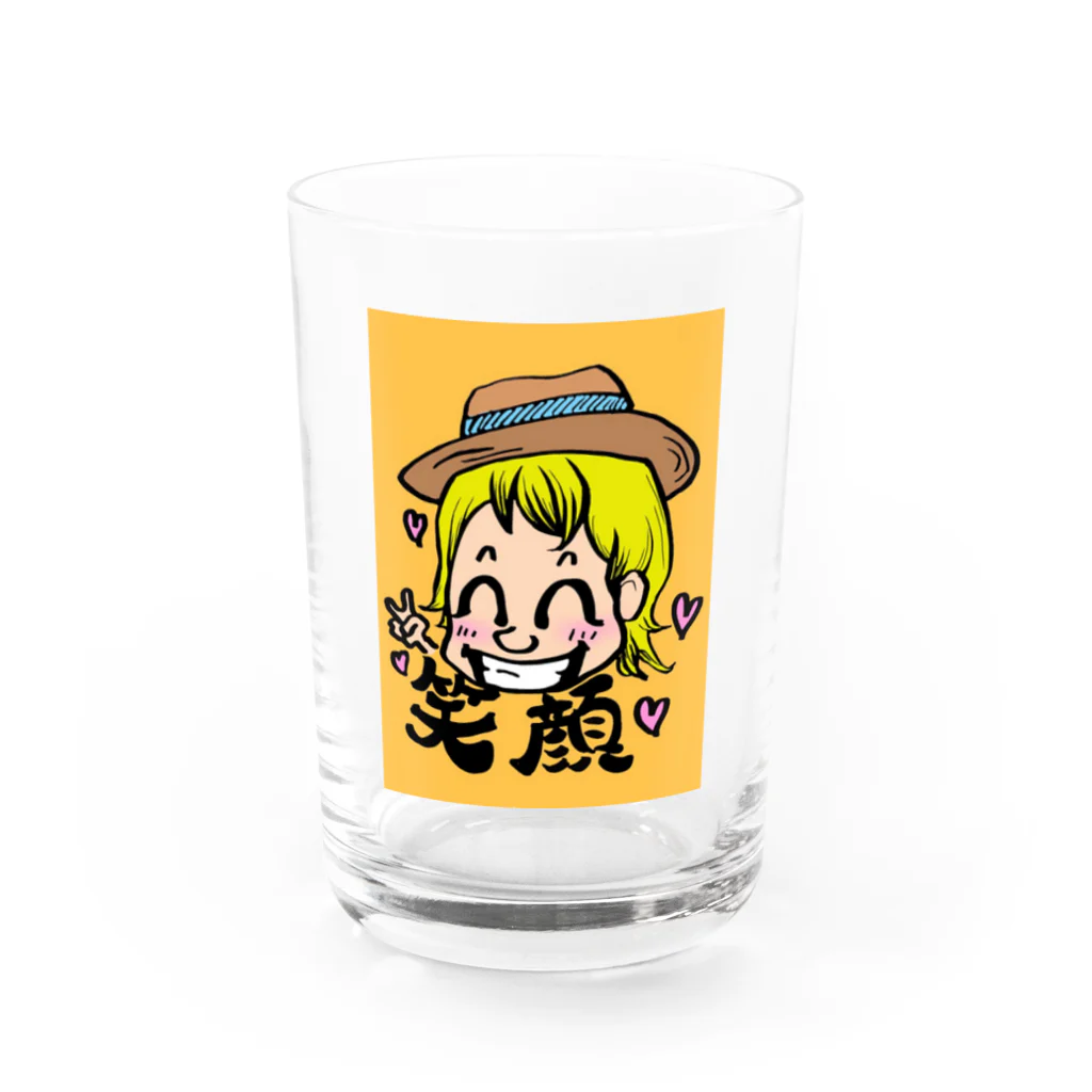 花田 哲の笑顔 Water Glass :front