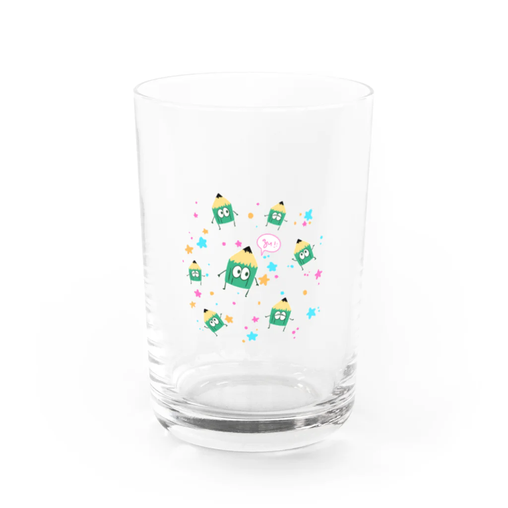 ず！猫の隠れ家🏠のえんぴつ君 Water Glass :front