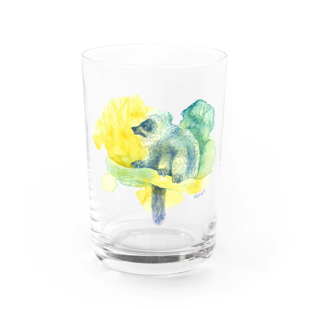 chicacoのクロシロエリマキキツネザル Water Glass :front