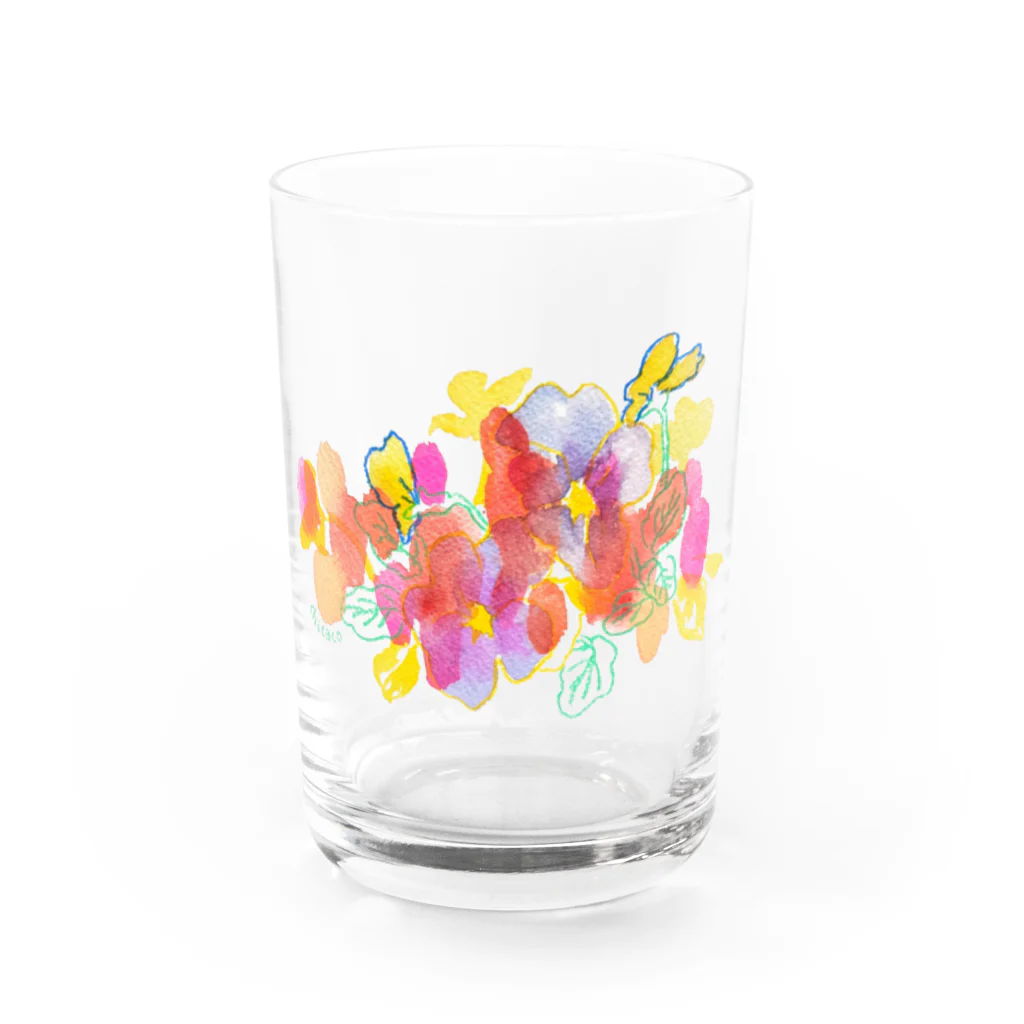 chicacoのカラフルなお花たち Water Glass :front