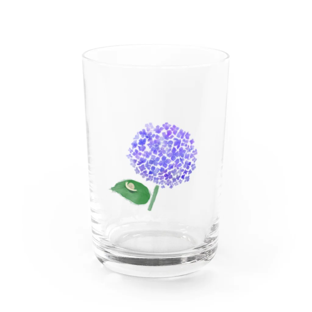 みっきーの6月のあじさいとカタツムリ Water Glass :front