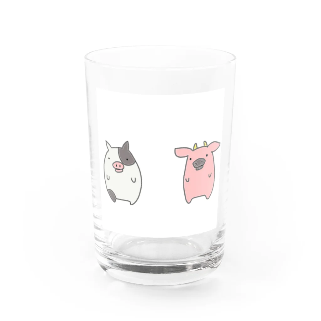 日向さおり&をりん出逢って3秒でプチ出陣の食っちゃ寝ぶーぶーもーもー Water Glass :front