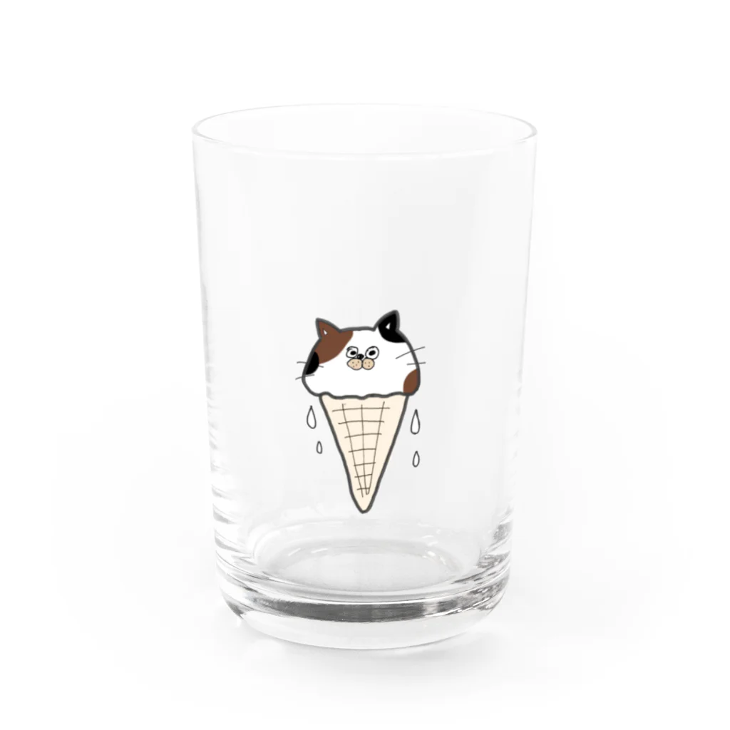 ねこのふとももの溶けねこ Water Glass :front