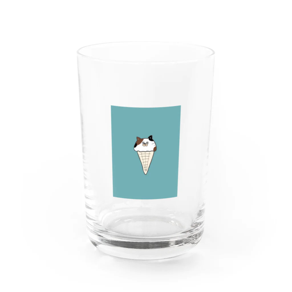 ねこのふとももの溶けねこ(ブルー) Water Glass :front