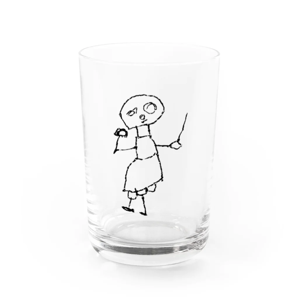 橙色の歩く少女 Water Glass :front