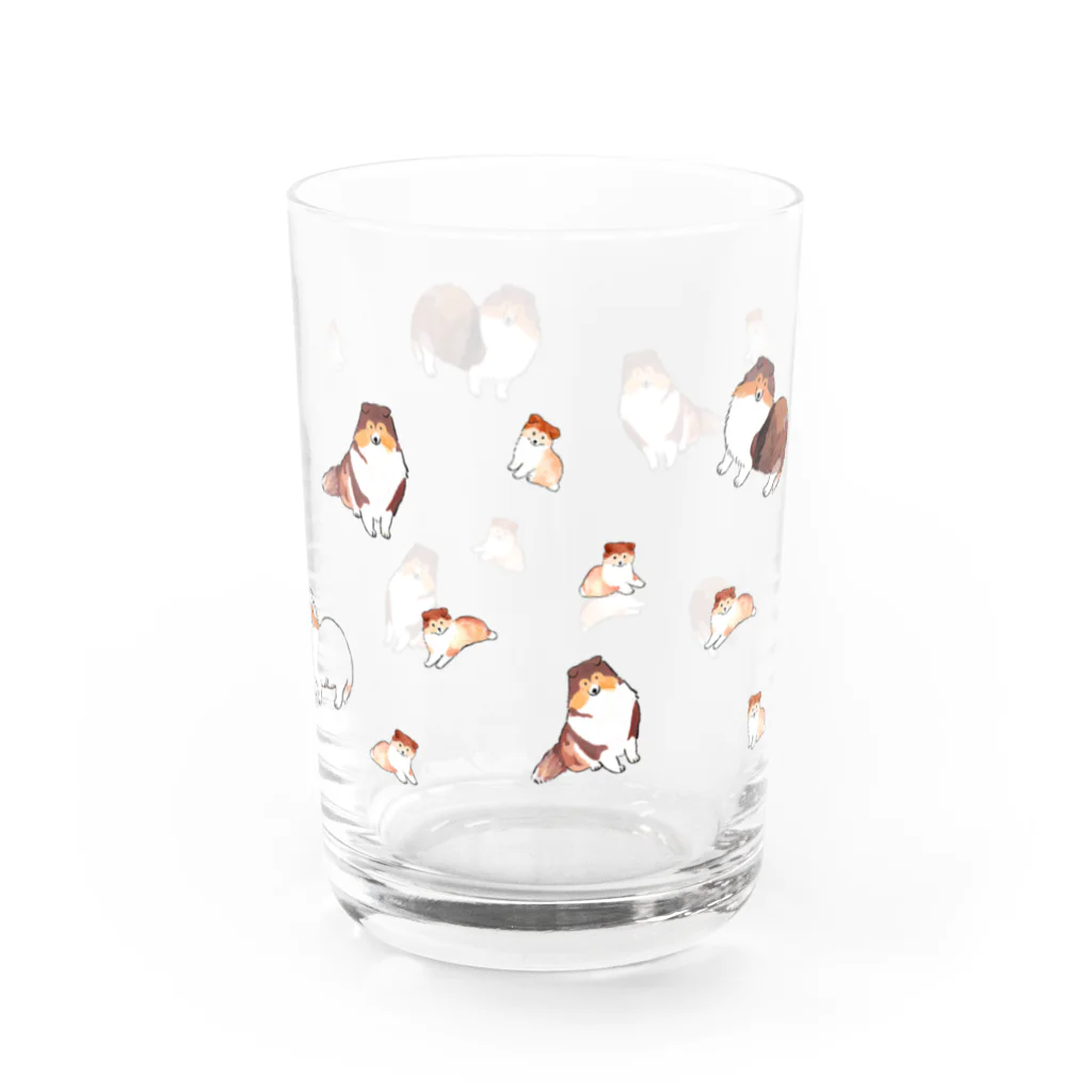 ずっこ（zucco.)のシェルティのおやこ Water Glass :front