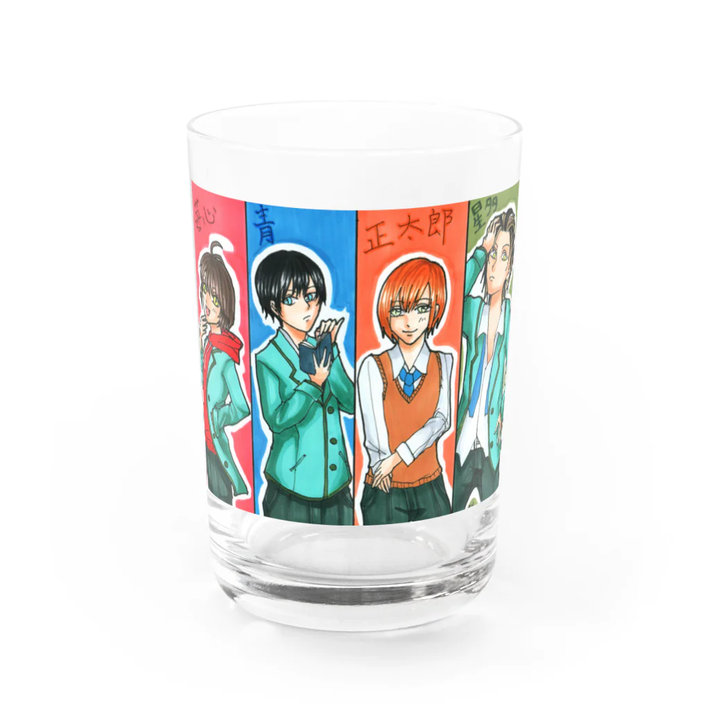 ＊あり＊の虹色創世記のみくさん４にゃんズ(擬人化) Water Glass :front