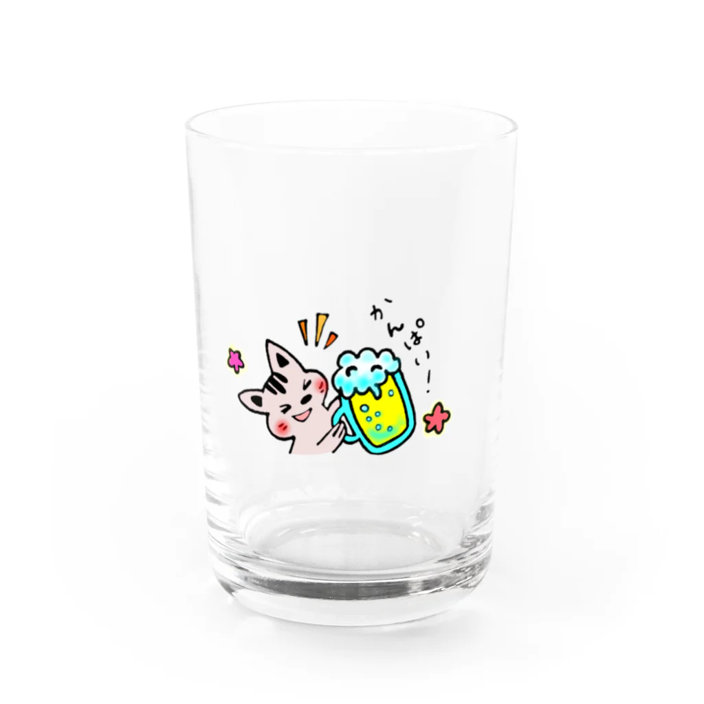 mamimuuの気まぐれ猫のルー。(かんぱい) Water Glass :front