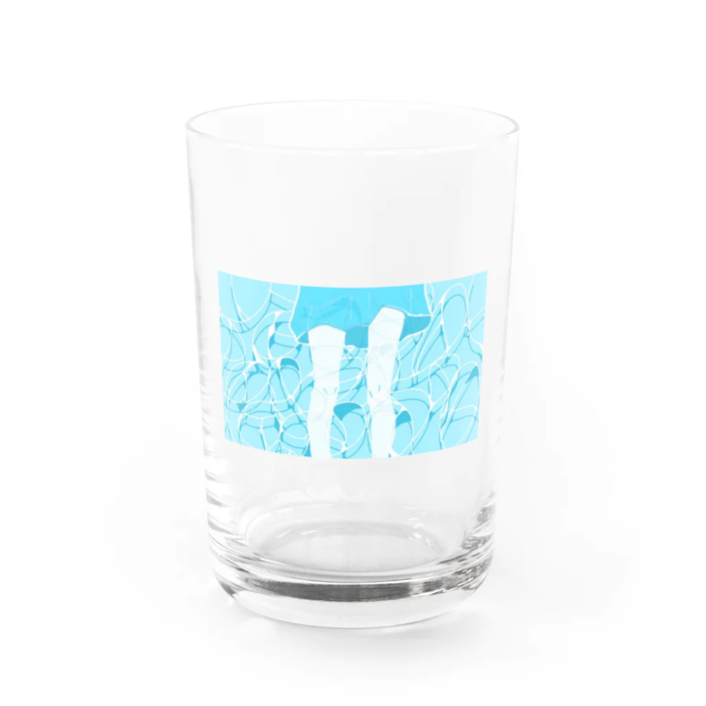 すいすいおよぐのプールの女の子 Water Glass :front