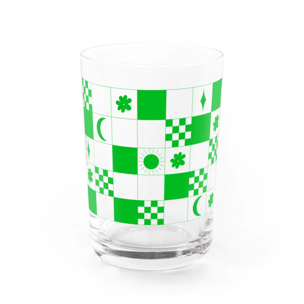 ねこがおこるひのチェッカー Water Glass :front