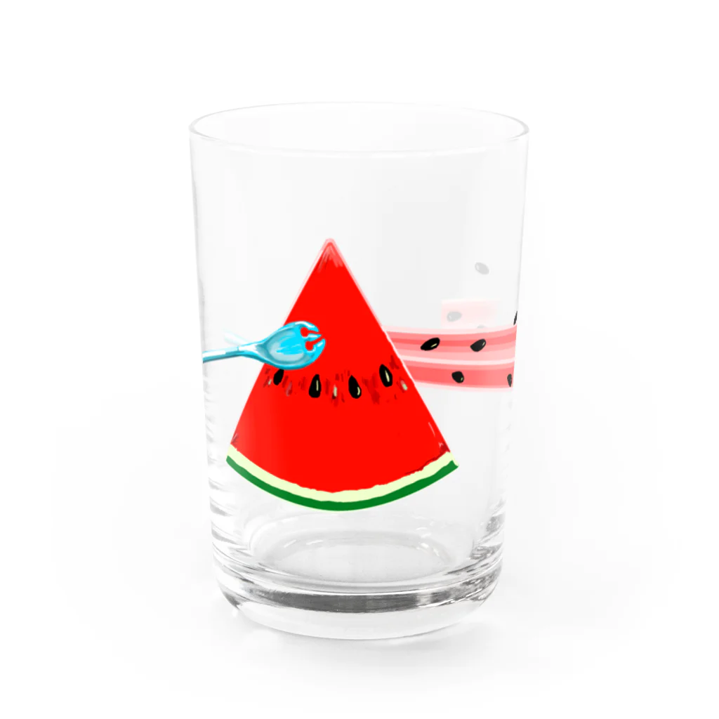 レコードの巣の狂気と果汁ほとばしるスイカ Water Glass :front