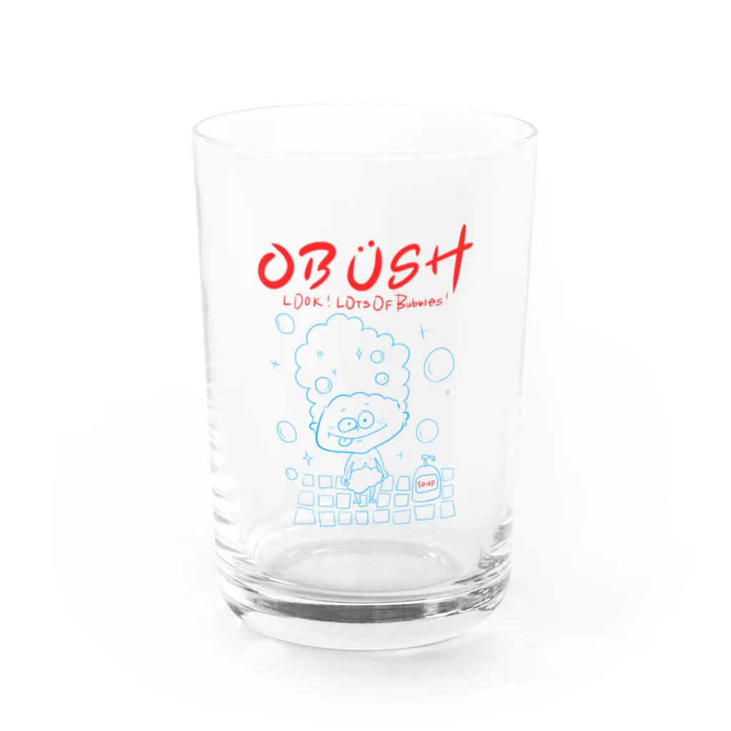 モ　エ　！のBubble Baby🧼赤×水色 グラス前面