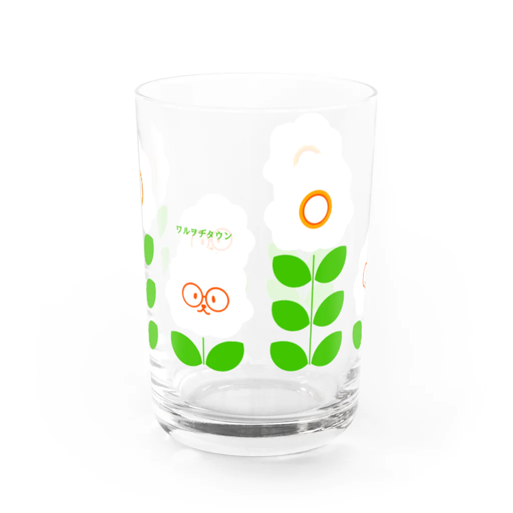 菊地わやのレトロいぬ（白）（文字入り） Water Glass :front