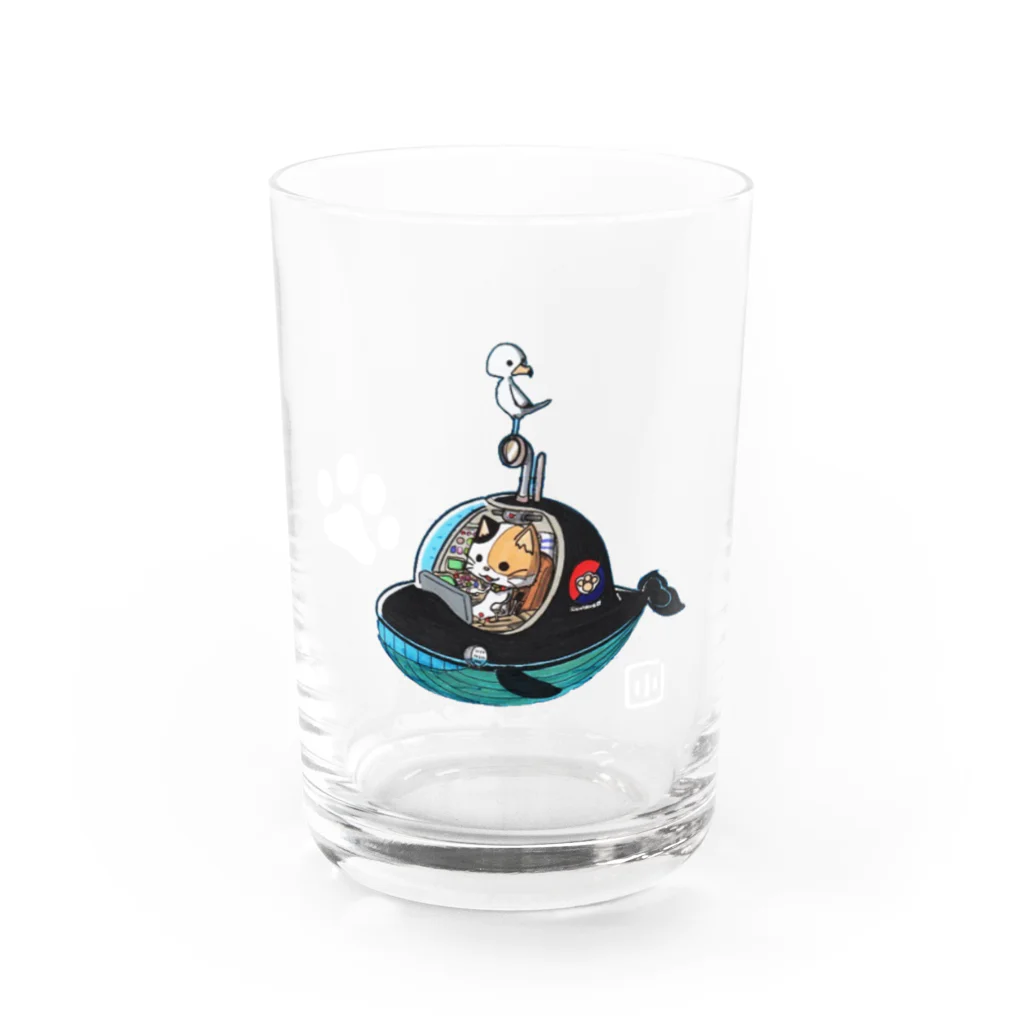 ニャジロウショップSUZURI店のヤポンスキーこばやし画伯潜水艦グラス Water Glass :front