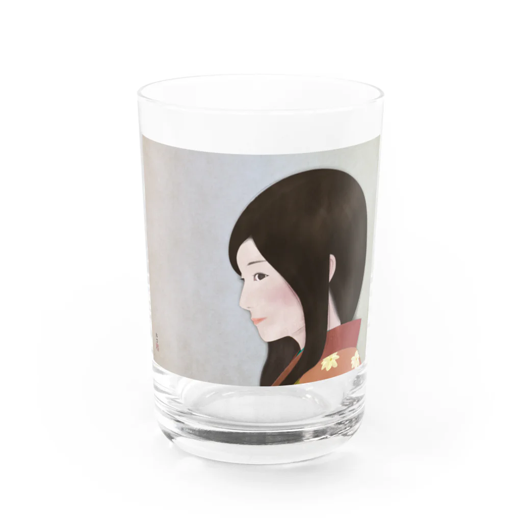 松や SUZURI店の美人画「花の一片」 Water Glass :front