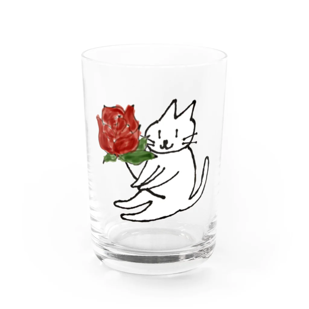 Hiroguguのウチのニャンコ　ばら Water Glass :front