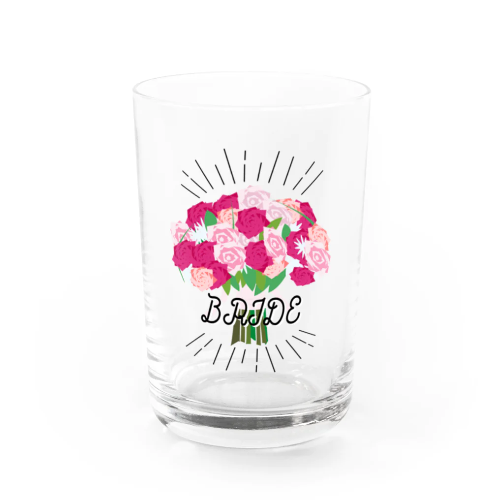 ペアTシャツ屋のシバヤさんのペア(BRIDE)　ブーケ Water Glass :front