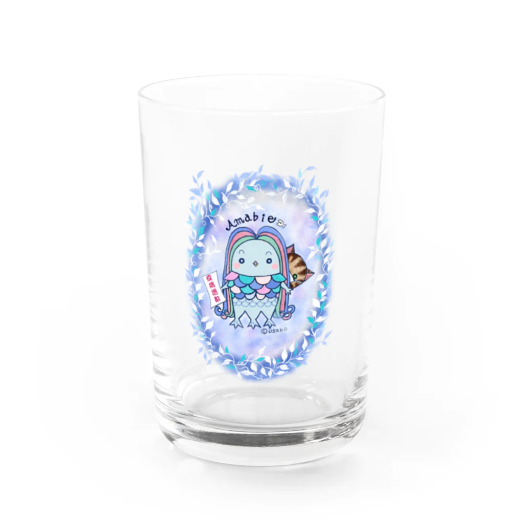 もりのうさこ＠6/1〜高円寺イココチさんにてポストカード展ののほほんアマビエちゃん Water Glass :front