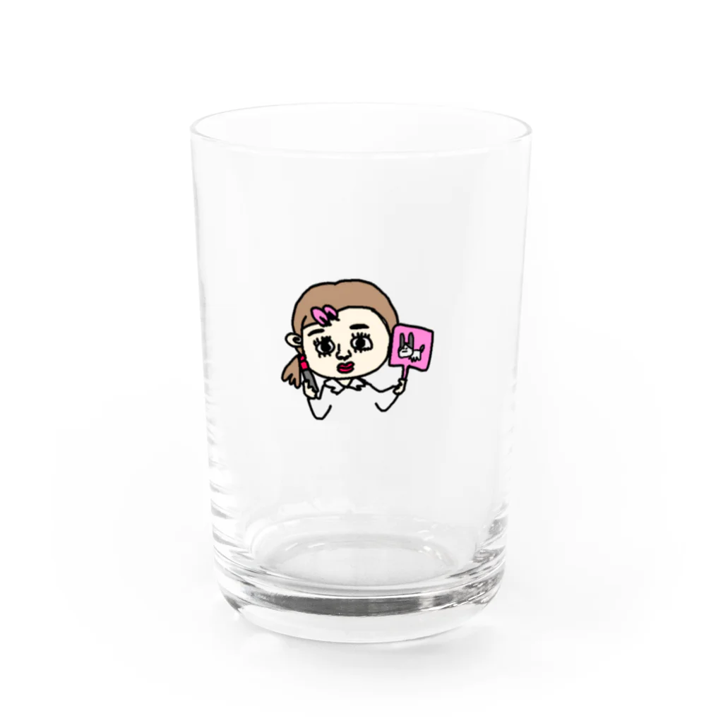 ニコニコ❤︎お肉のメイク中の女の子 Water Glass :front