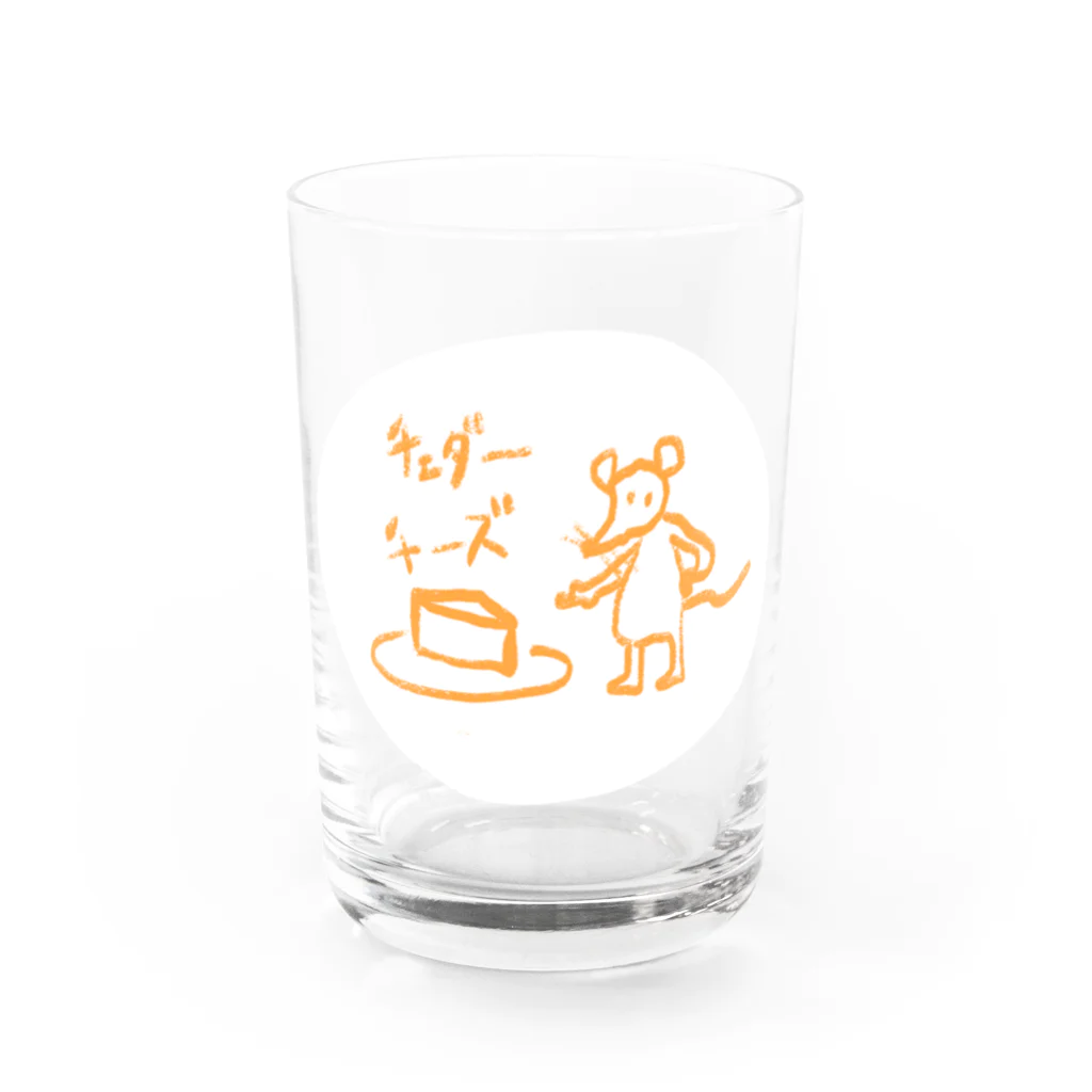 ☃も々のせ☃のチェダーチーズ🧀ねずみ Water Glass :front