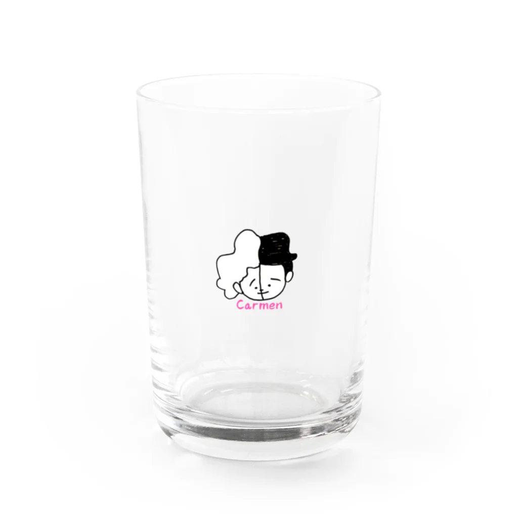 お笑い芸人　モダンタイムス公式グッズのカルメンちゃん Water Glass :front