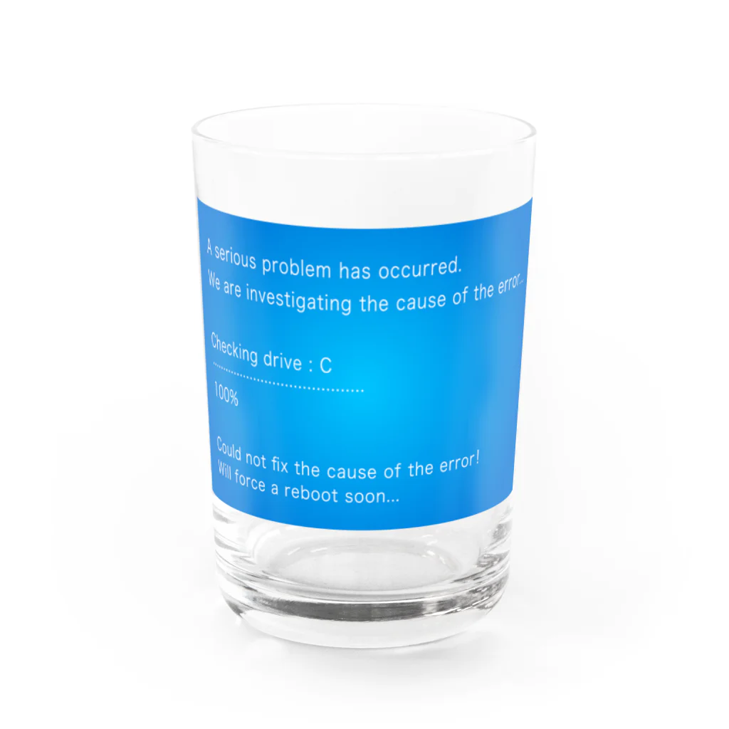 illust_designs_labの架空のブルースクリーンエラー画面のイラスト  Water Glass :front