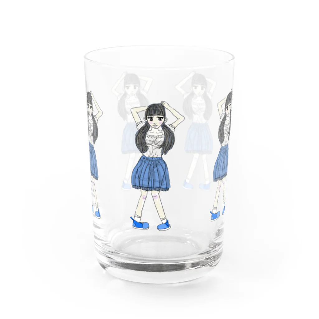 satiexitのブルーな女の子 Water Glass :front