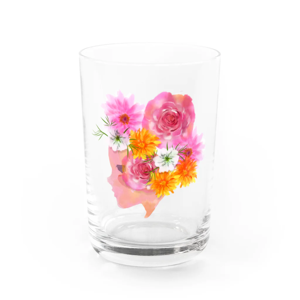 スタジオ　ねこのしっぽの淡紅花少女 Water Glass :front