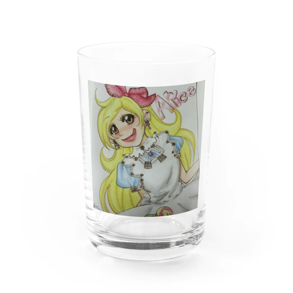 お絵描き屋の不思議の国のおてんば娘 Water Glass :front