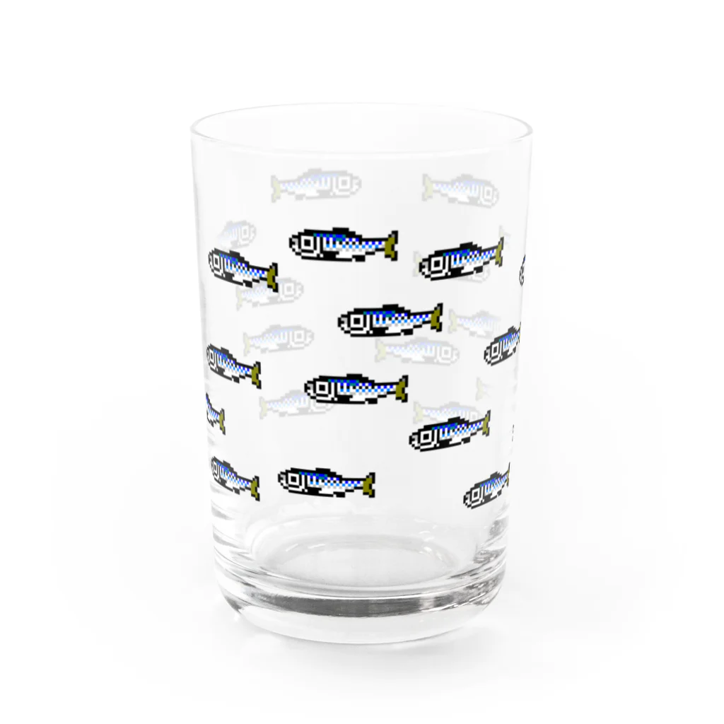 onigiri-loveloveのドット絵のイワシ群 Water Glass :front