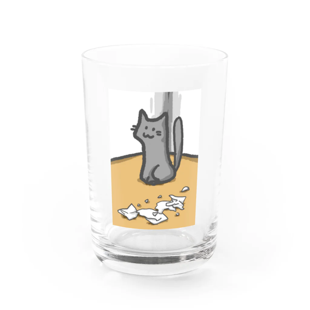 ももにゅの任務完了にゃんこ Water Glass :front