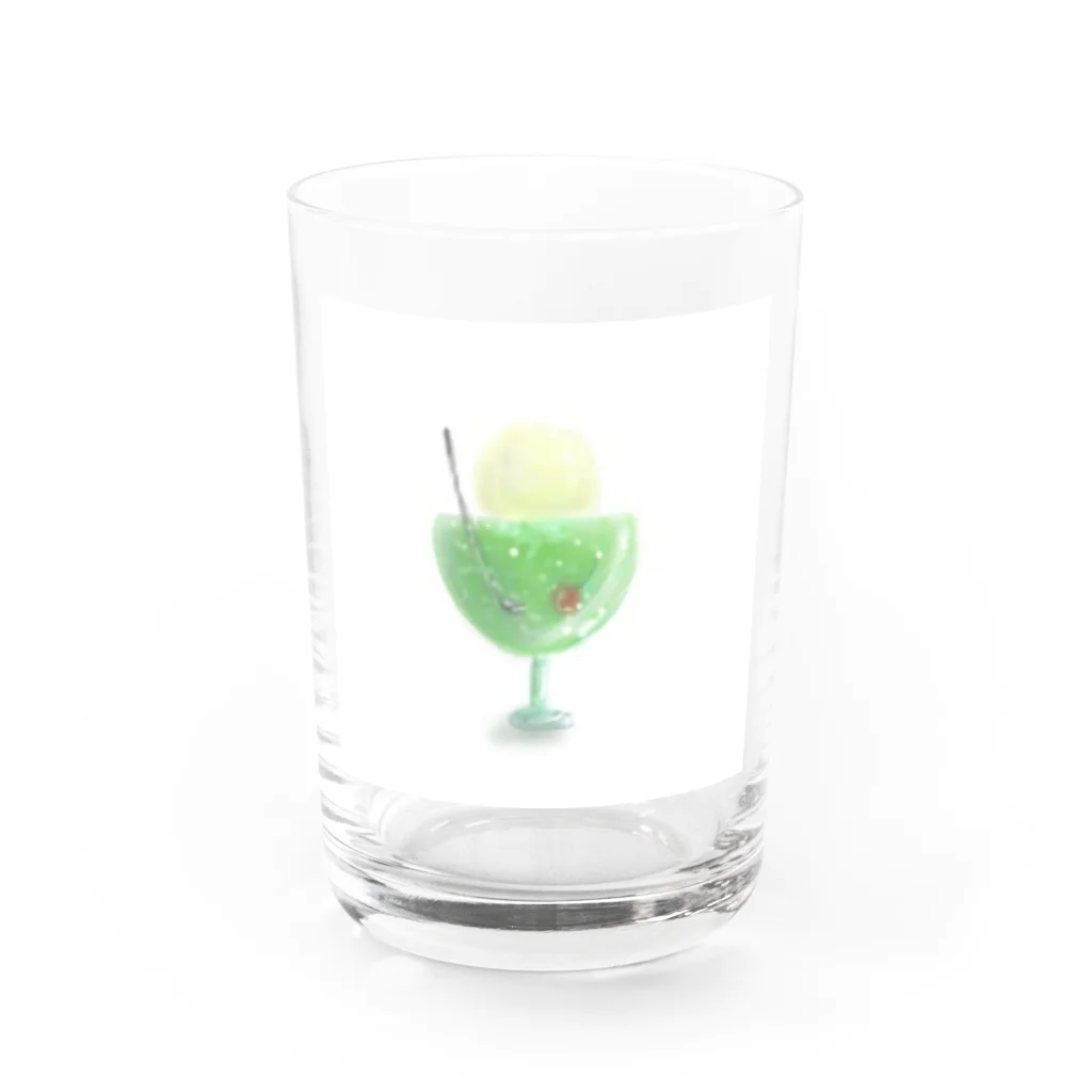 なでしこ@デザインのふわふわメロンクリームソーダ Water Glass :front