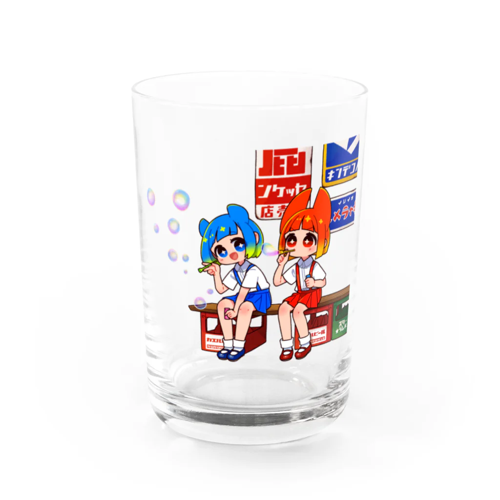 カノコの店番ちゃんトロちゃんとシャボン Water Glass :front
